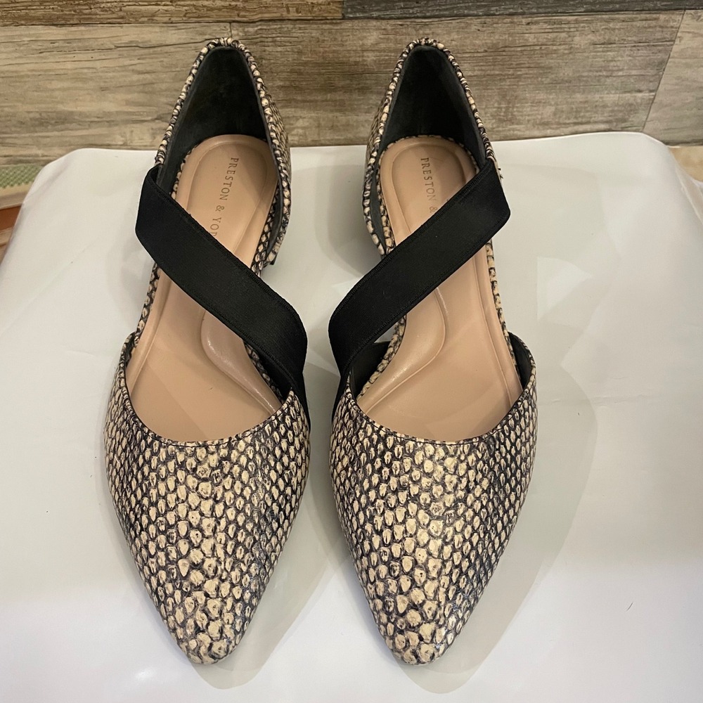 Preston & York Sabrina Snakeskin Print Pointed Toe d'Orsay Flats Ladies 8.5M